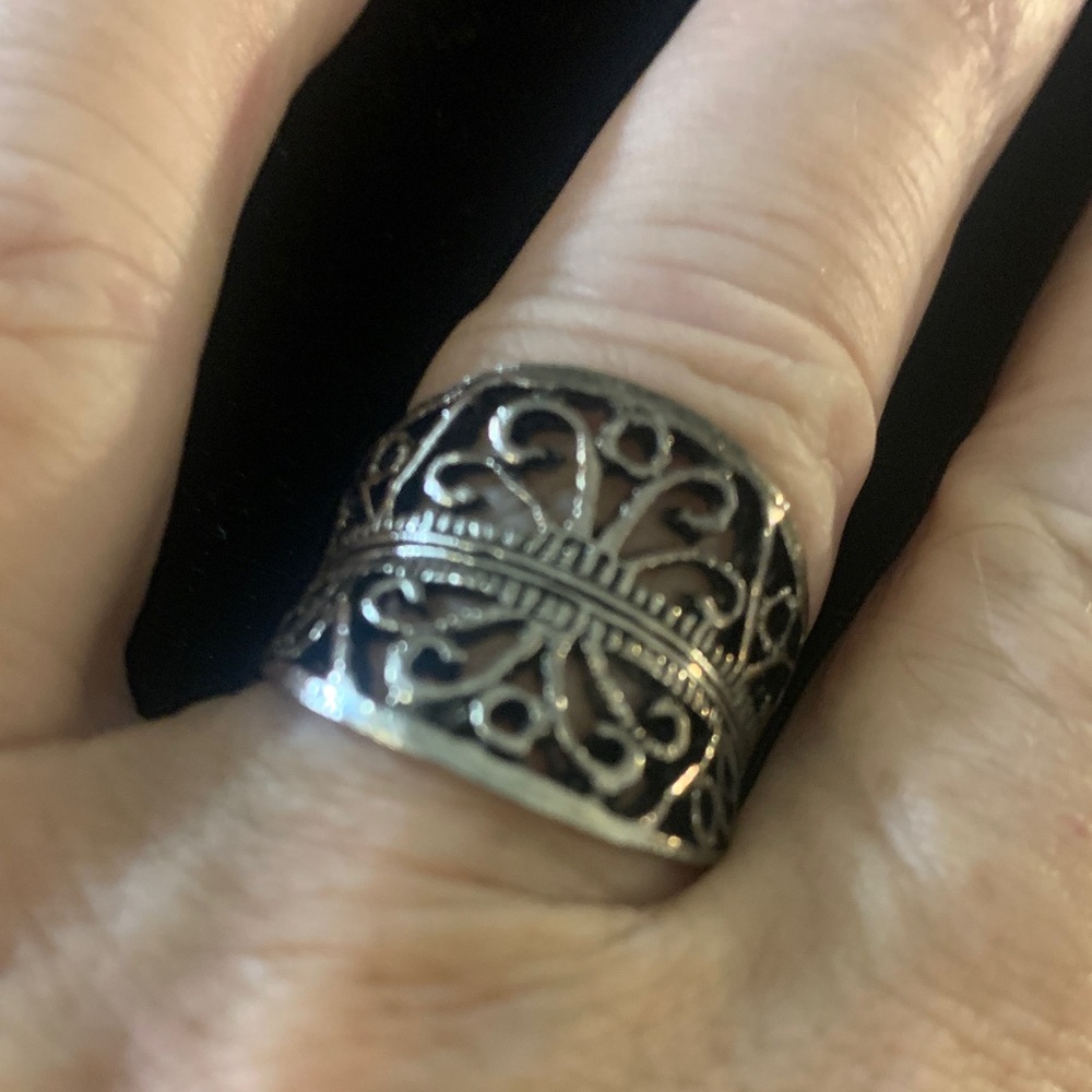 Intricate Black and Silver Unisex Ring Bogo